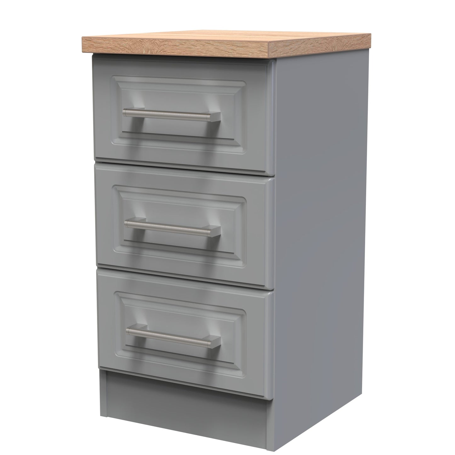 Kent Bedside Table Grey & Oak 3 Drawers 70cm