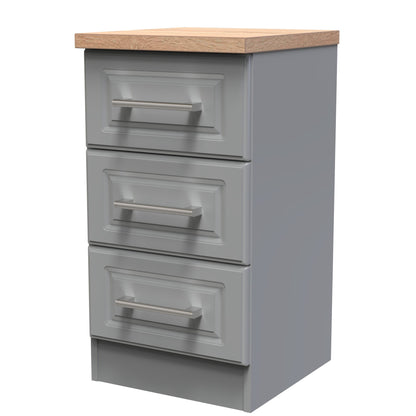 Kent Bedside Table Grey & Oak 3 Drawers 70cm