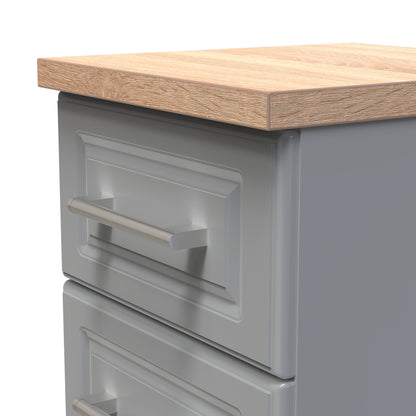 Kent Bedside Table Grey & Oak 3 Drawers 70cm
