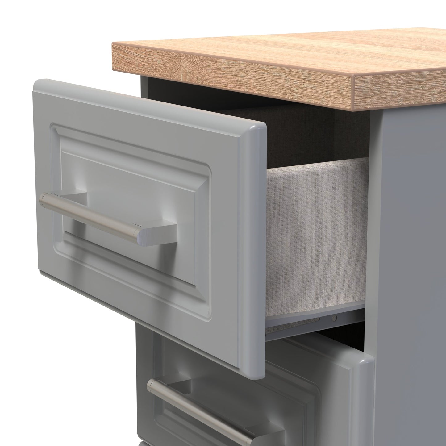 Kent Bedside Table Grey & Oak 3 Drawers 70cm