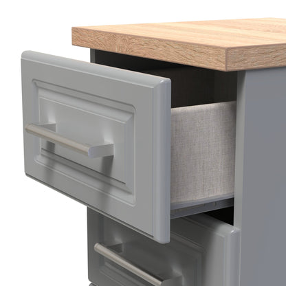 Kent Bedside Table Grey & Oak 3 Drawers 70cm