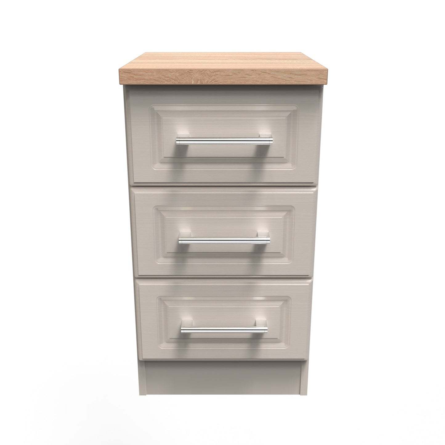 Kent Bedside Table Off-White 3 Drawers 70cm