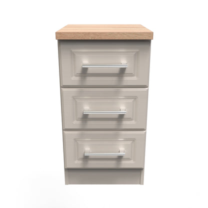 Kent Bedside Table Off-White 3 Drawers 70cm