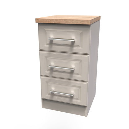 Kent Bedside Table Off-White 3 Drawers 70cm