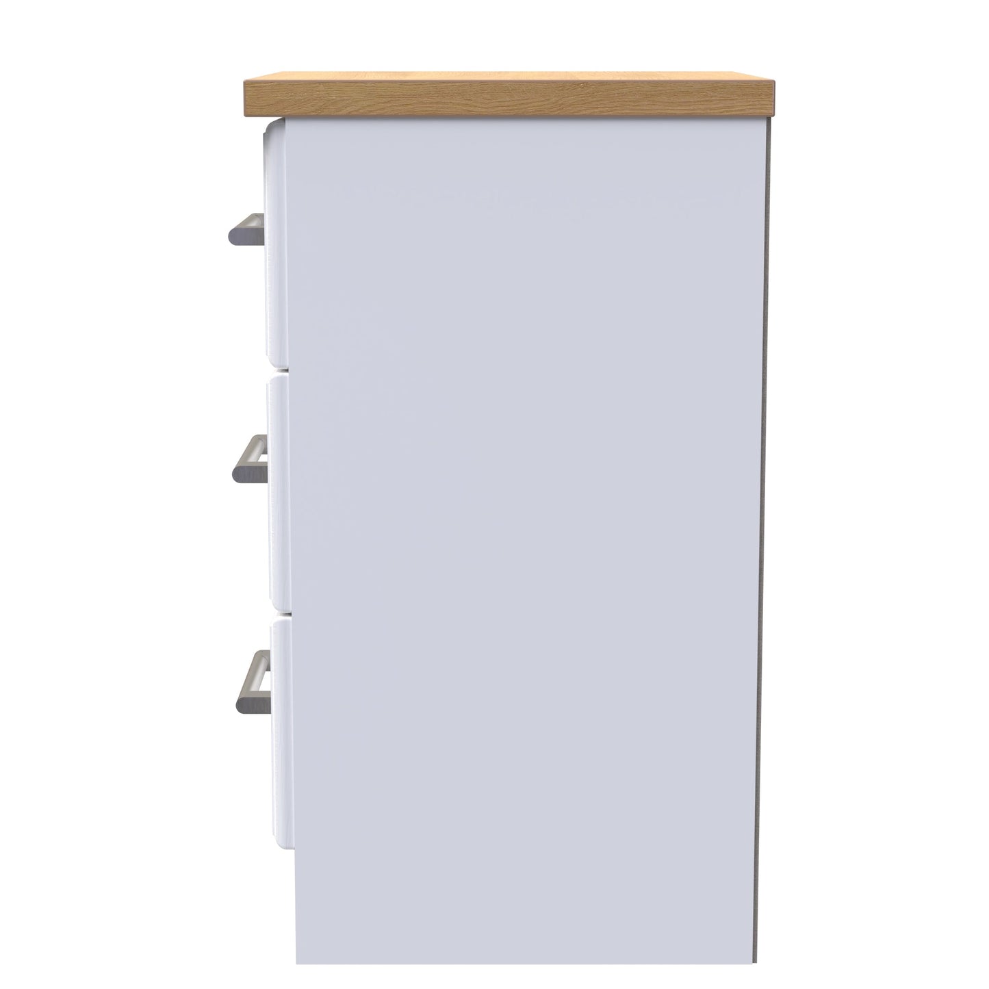 Kent Bedside Table White & Oak 3 Drawers 70cm