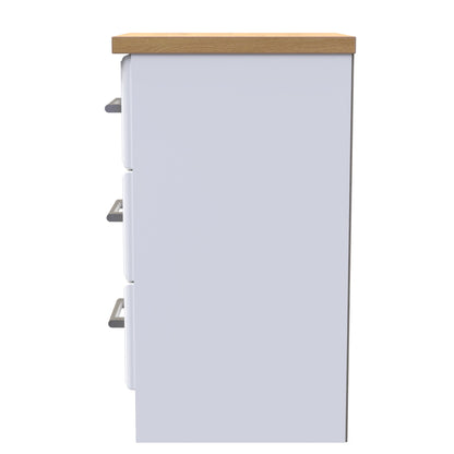 Kent Bedside Table White & Oak 3 Drawers 70cm