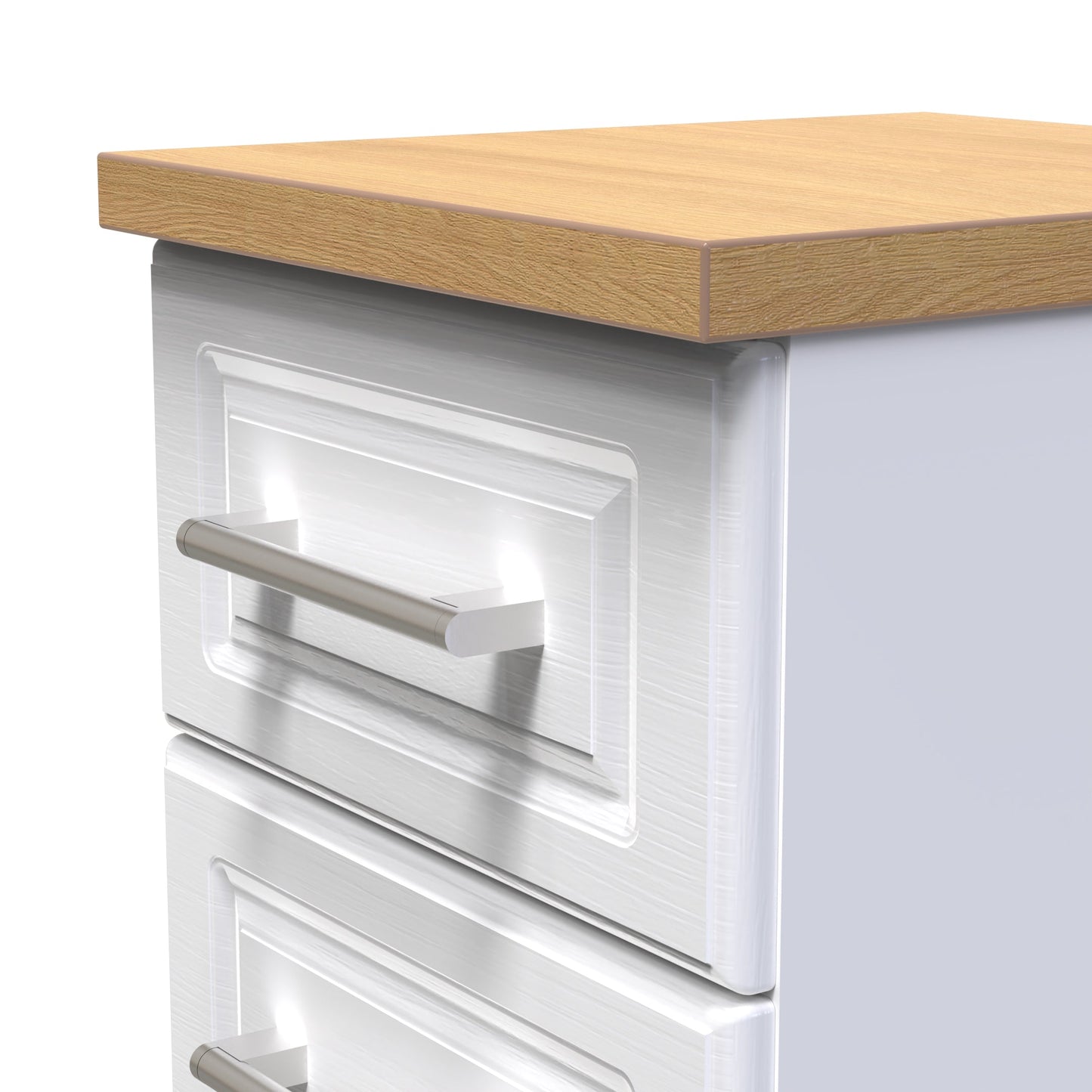 Kent Bedside Table White & Oak 3 Drawers 70cm