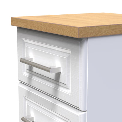 Kent Bedside Table White & Oak 3 Drawers 70cm