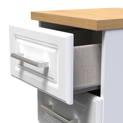 Kent Bedside Table White & Oak 3 Drawers 70cm