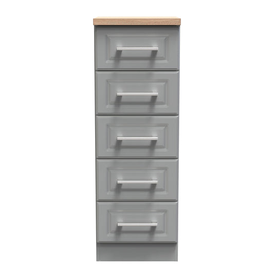Kent Tall Tallboy Grey & Oak 5 Drawers 108cm