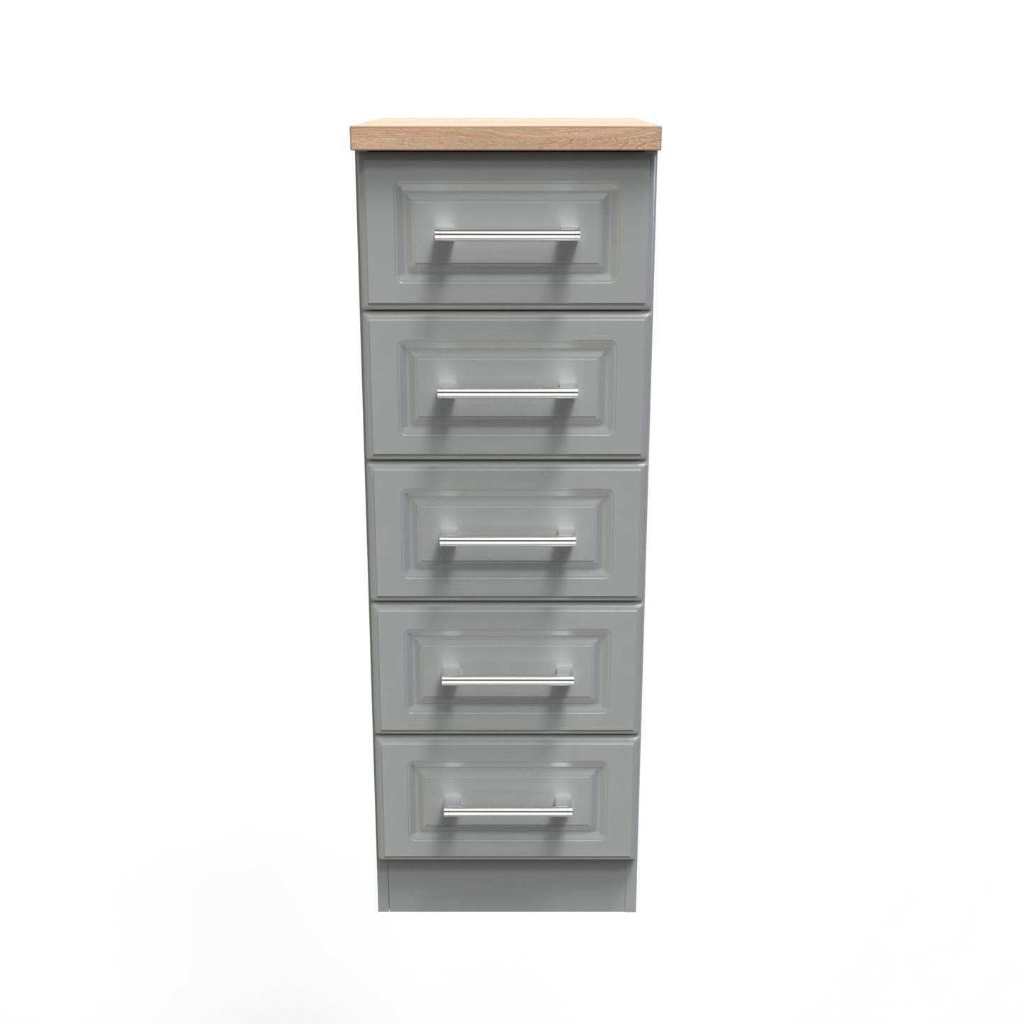 Kent Tall Tallboy Grey & Oak 5 Drawers 108cm