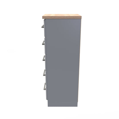 Kent Tall Tallboy Grey & Oak 5 Drawers 108cm