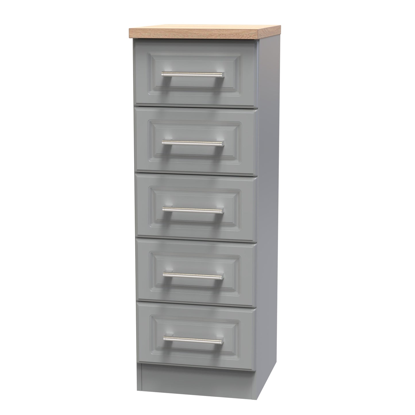 Kent Tall Tallboy Grey & Oak 5 Drawers 108cm