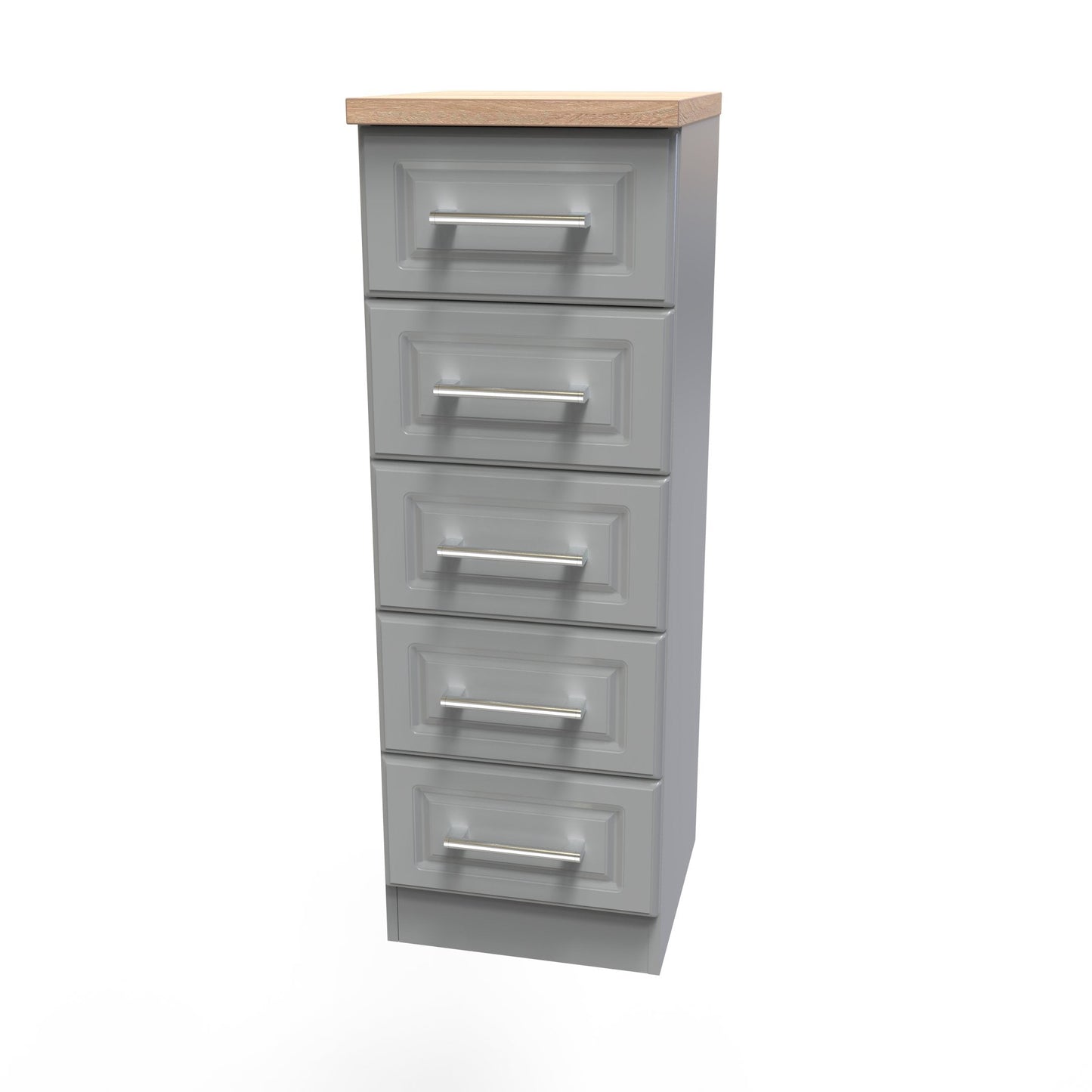 Kent Tall Tallboy Grey & Oak 5 Drawers 108cm