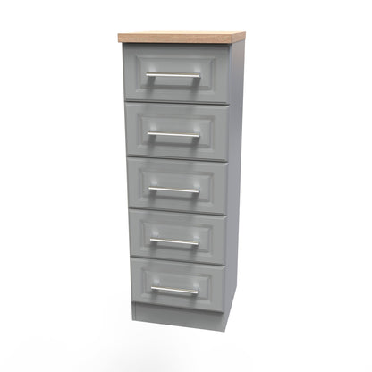 Kent Tall Tallboy Grey & Oak 5 Drawers 108cm