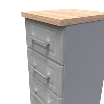 Kent Tall Tallboy Grey & Oak 5 Drawers 108cm
