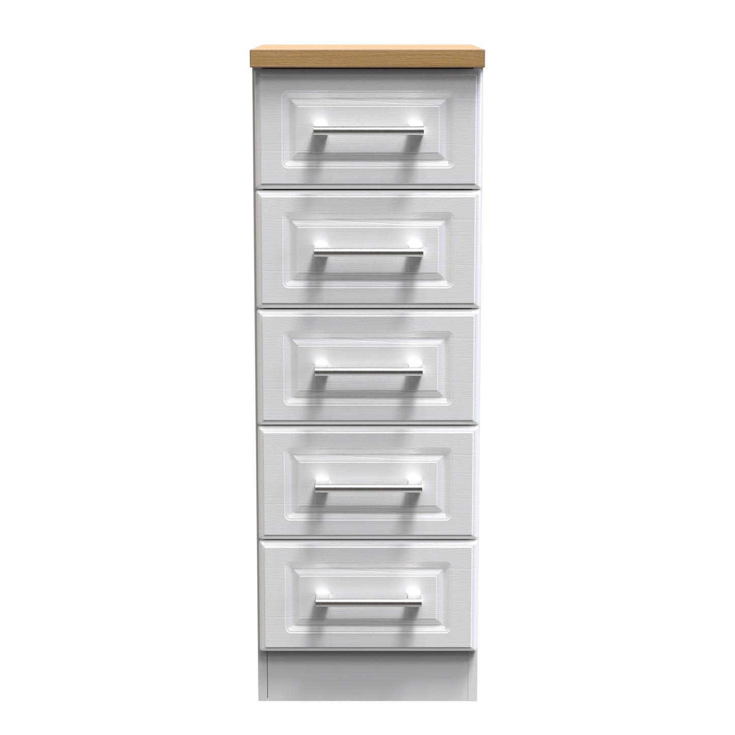Kent Tall Tallboy White & Oak 5 Drawers 108cm