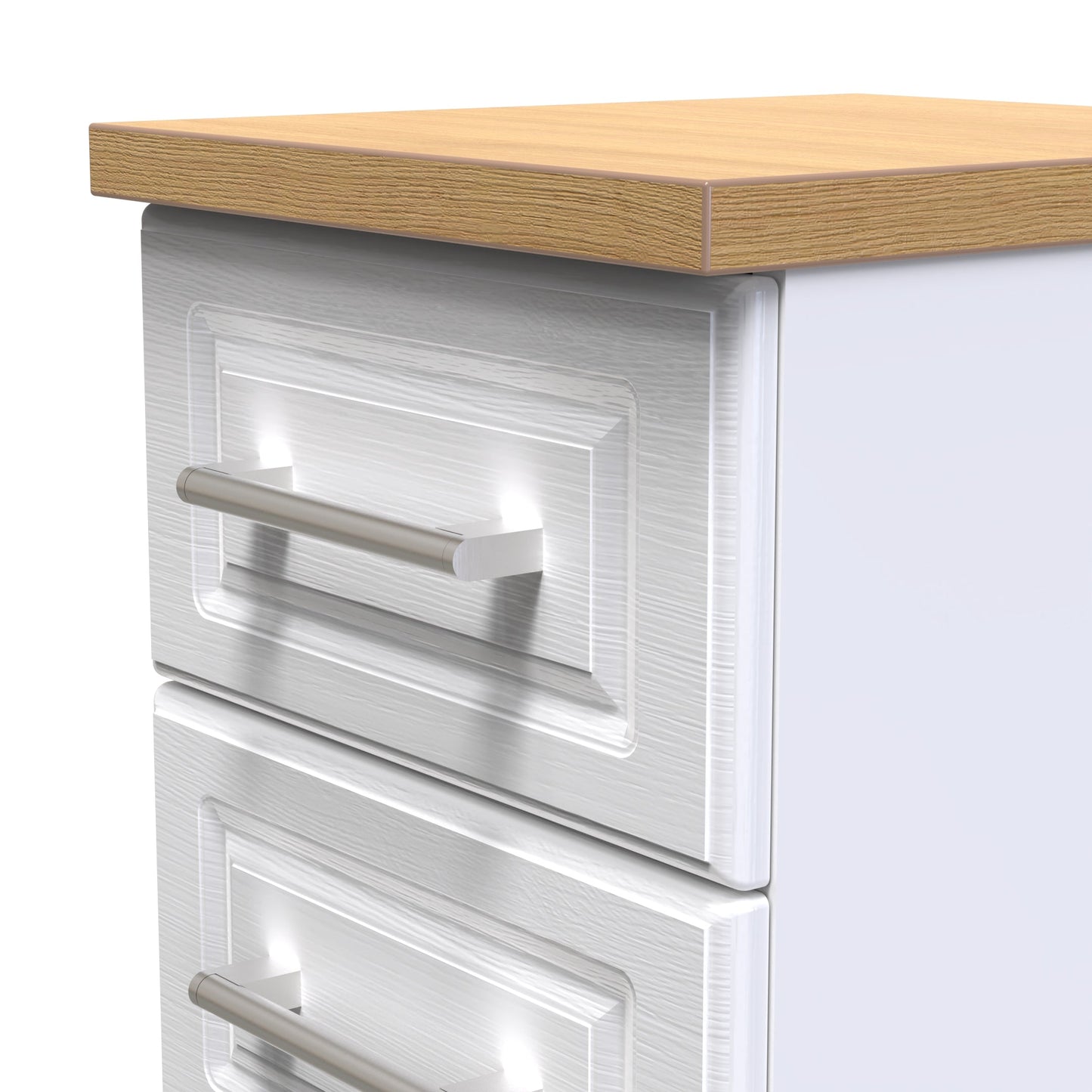 Kent Tall Tallboy White & Oak 5 Drawers 108cm
