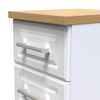 Kent Tall Tallboy White & Oak 5 Drawers 108cm