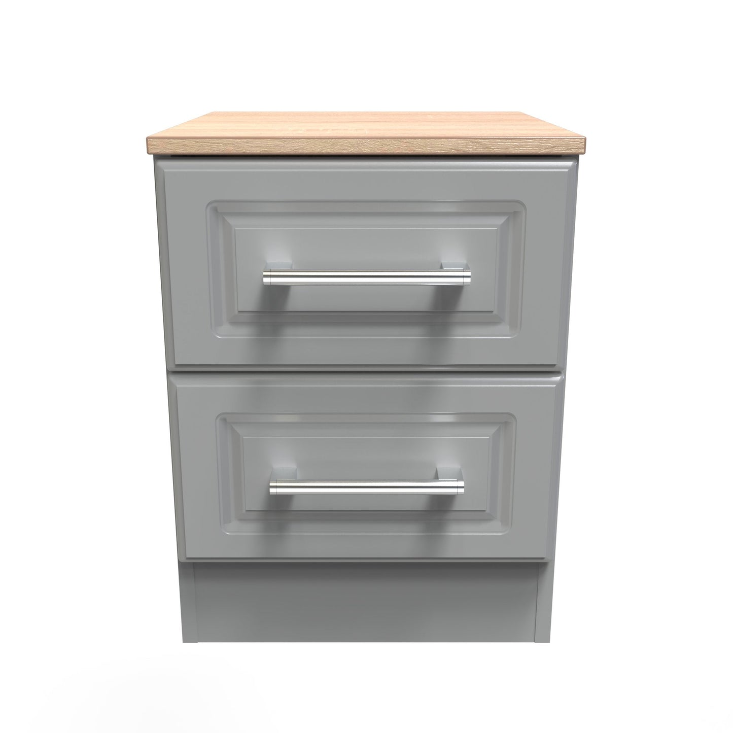 Kent Bedside Table Grey & Oak 2 Drawers 51cm