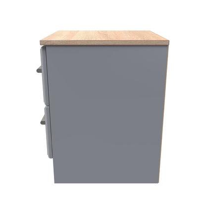 Kent Bedside Table Grey & Oak 2 Drawers 51cm