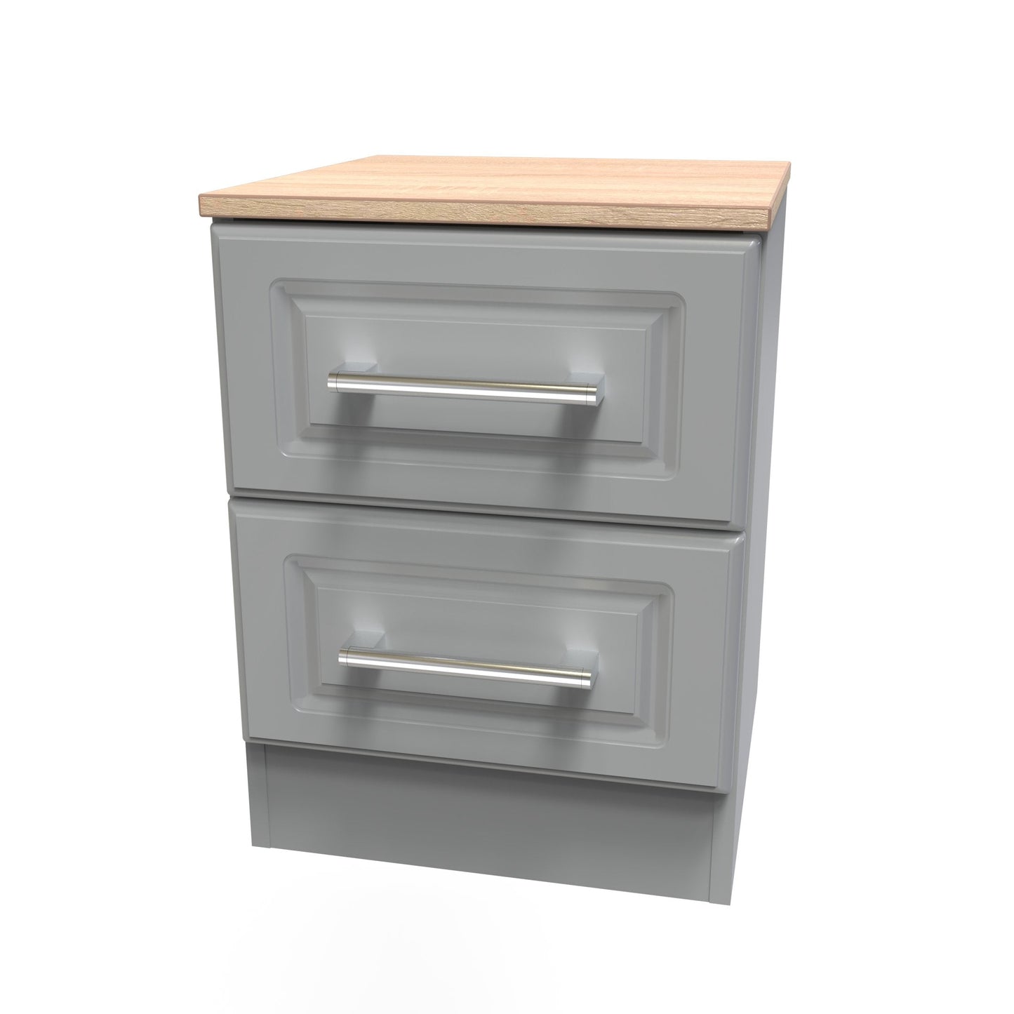 Kent Bedside Table Grey & Oak 2 Drawers 51cm