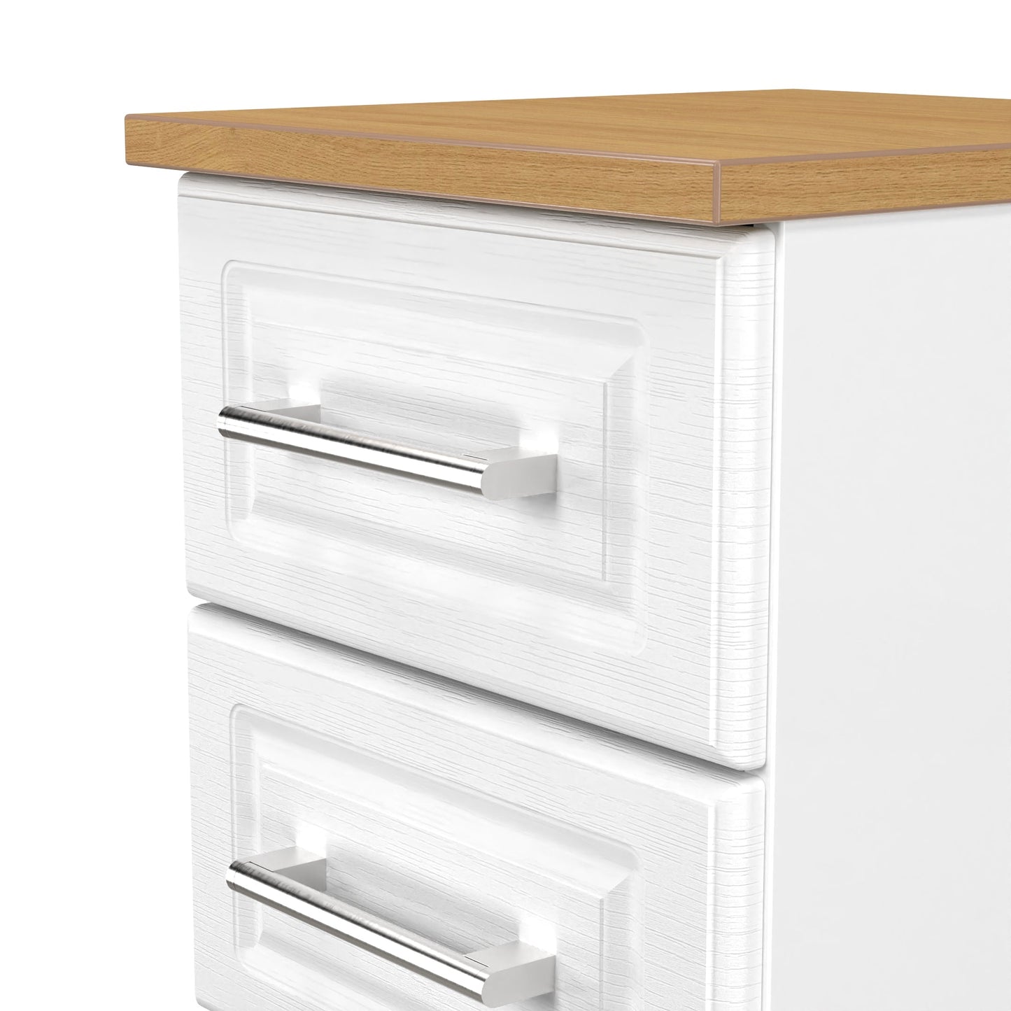 Kent Bedside Table White & Oak 2 Drawers 51cm