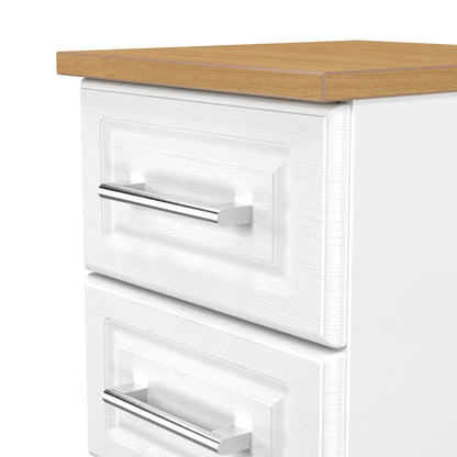 Kent Bedside Table White & Oak 2 Drawers 51cm