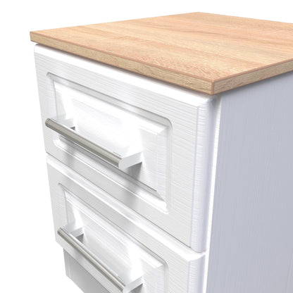 Kent Bedside Table White & Oak 2 Drawers 51cm