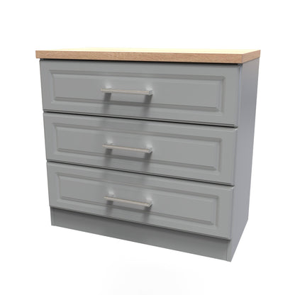 Kent Chest of Drawers Grey & Oak 3 Drawers 74cm