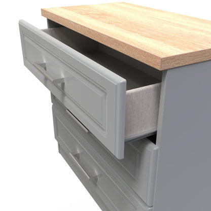 Kent Chest of Drawers Grey & Oak 3 Drawers 74cm