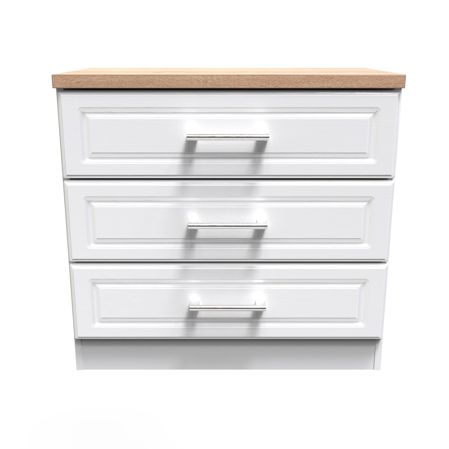 Kent Chest of Drawers White & Oak 3 Drawers 74cm