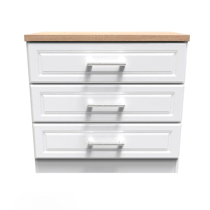 Kent Chest of Drawers White & Oak 3 Drawers 74cm