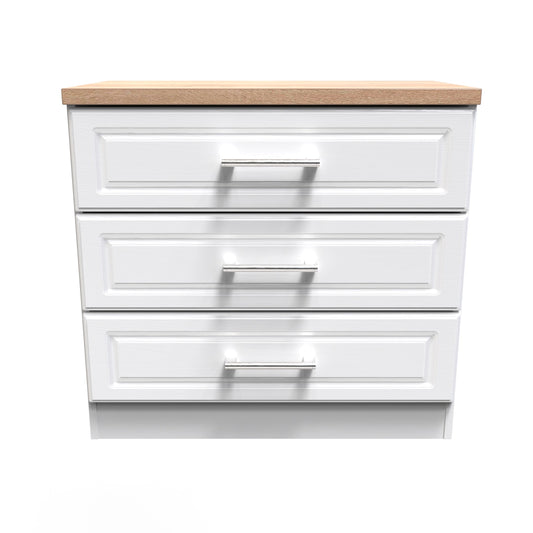Kent Chest of Drawers White & Oak 3 Drawers 74cm