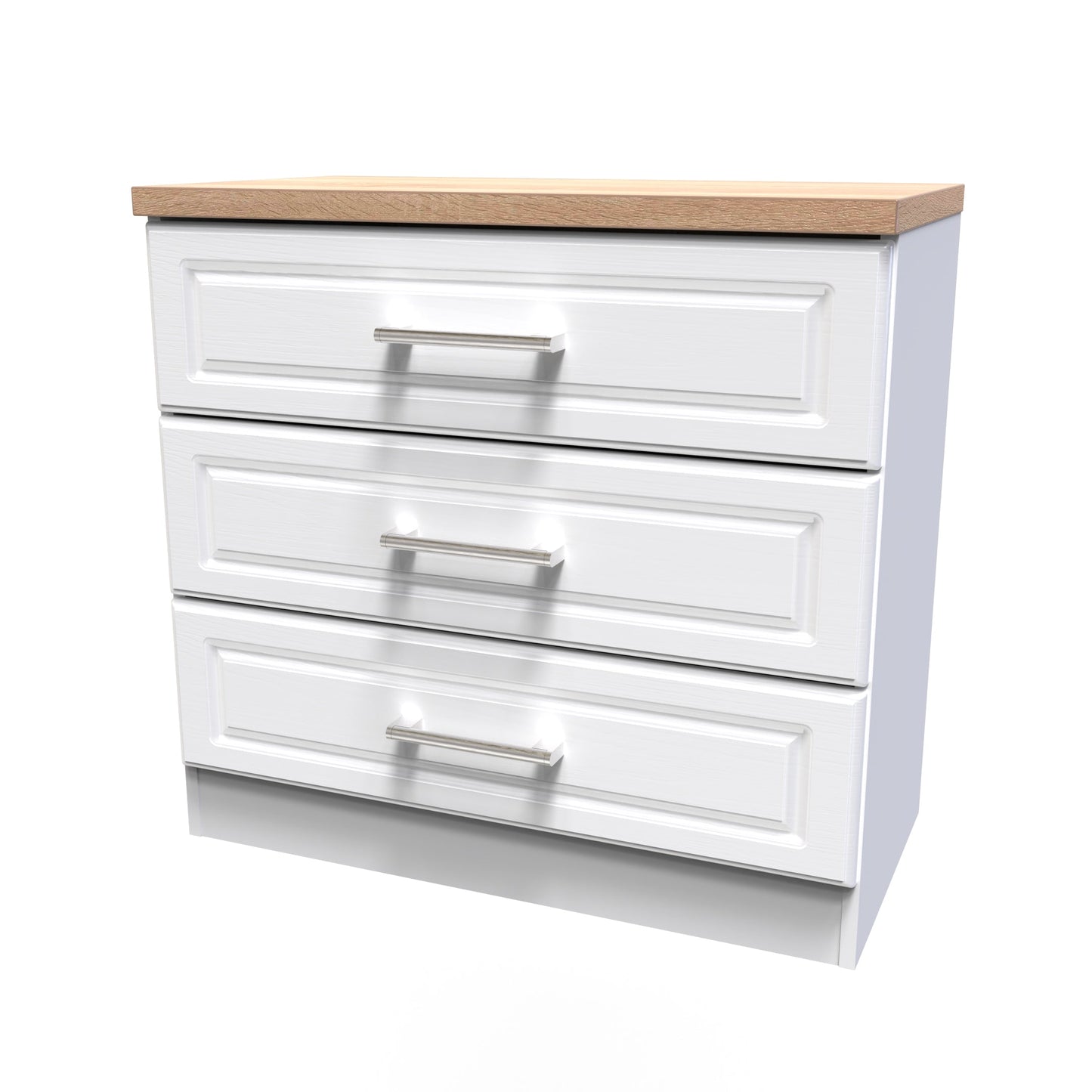 Kent Chest of Drawers White & Oak 3 Drawers 74cm