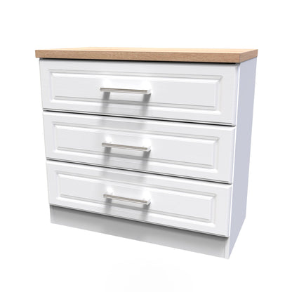 Kent Chest of Drawers White & Oak 3 Drawers 74cm