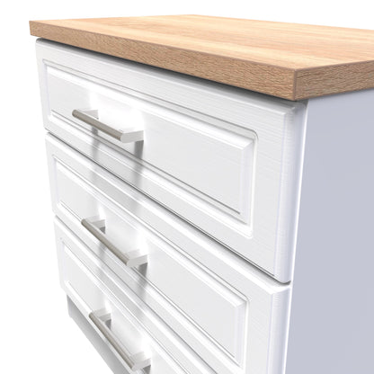 Kent Chest of Drawers White & Oak 3 Drawers 74cm