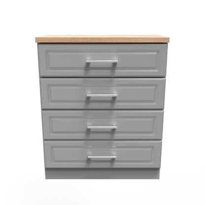 Kent Chest of Drawers Grey & Oak 4 Drawers 89cm
