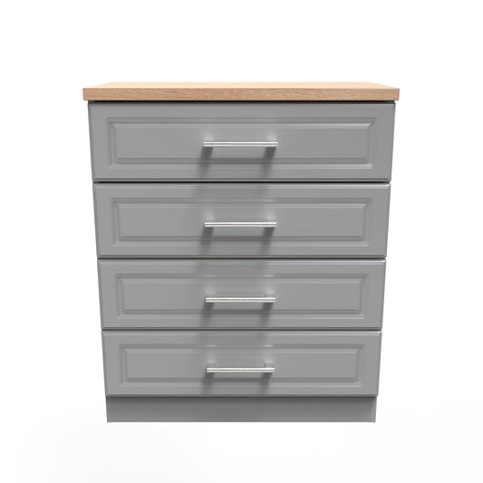 Kent Chest of Drawers Grey & Oak 4 Drawers 89cm