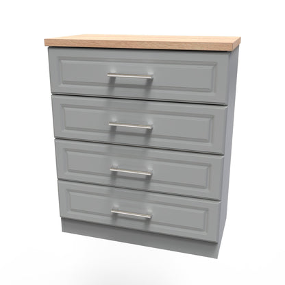 Kent Chest of Drawers Grey & Oak 4 Drawers 89cm