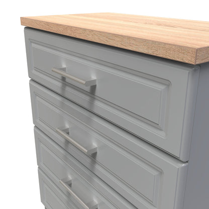Kent Chest of Drawers Grey & Oak 4 Drawers 89cm