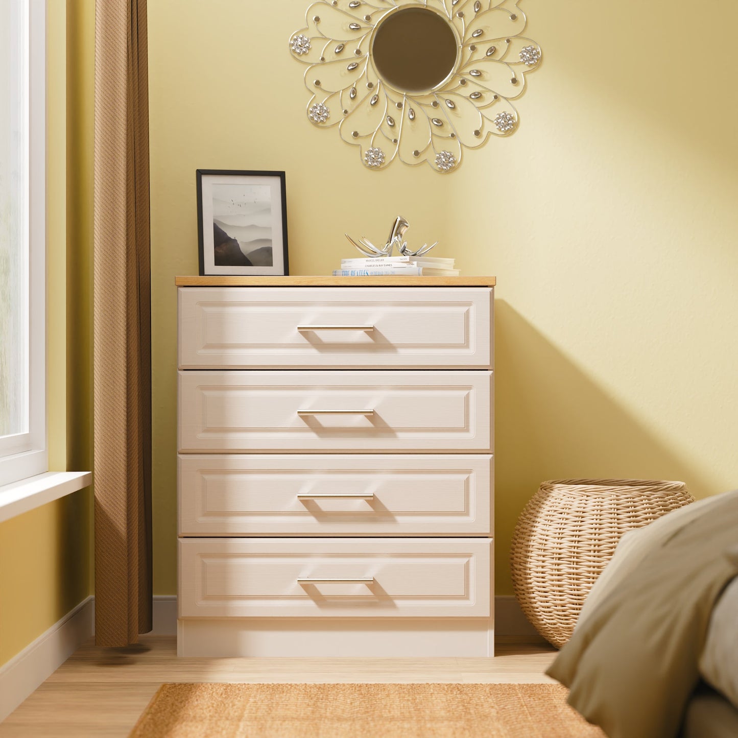 Kent Chest of Drawers Off-White 4 Drawers 89cm