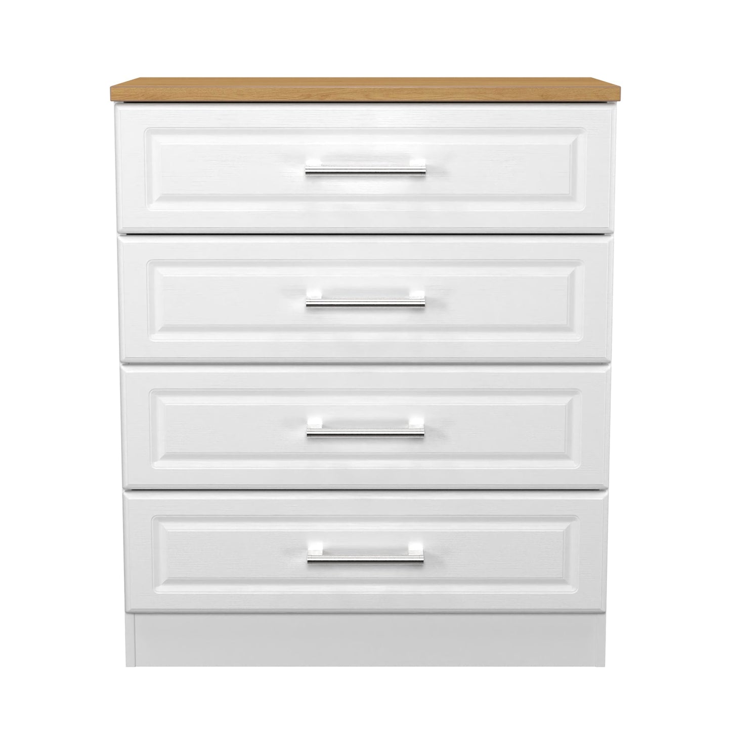 Kent Chest of Drawers White & Oak 4 Drawers 89cm