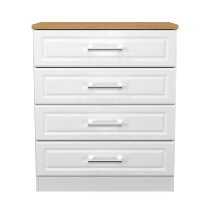 Kent Chest of Drawers White & Oak 4 Drawers 89cm