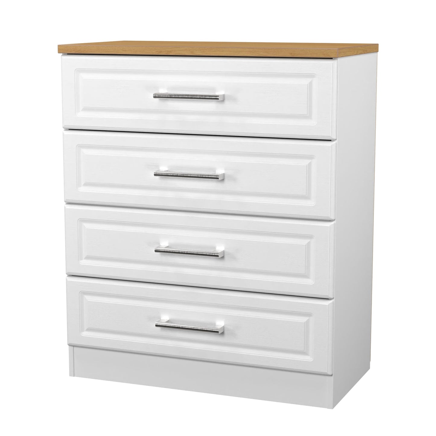 Kent Chest of Drawers White & Oak 4 Drawers 89cm