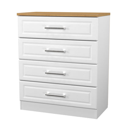 Kent Chest of Drawers White & Oak 4 Drawers 89cm