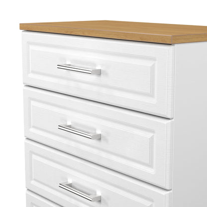 Kent Chest of Drawers White & Oak 4 Drawers 89cm