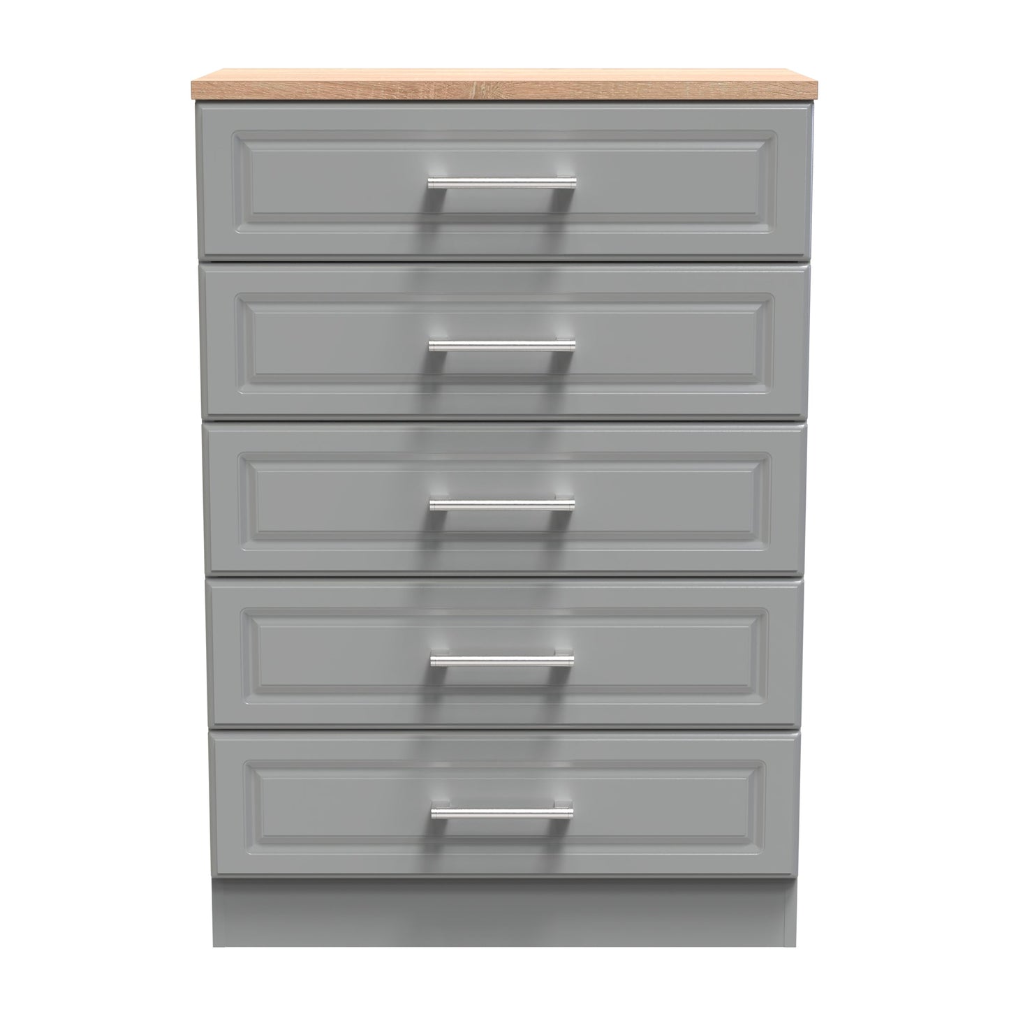 Kent Tall Chest of Drawers Grey & Oak 5 Drawers 108cm