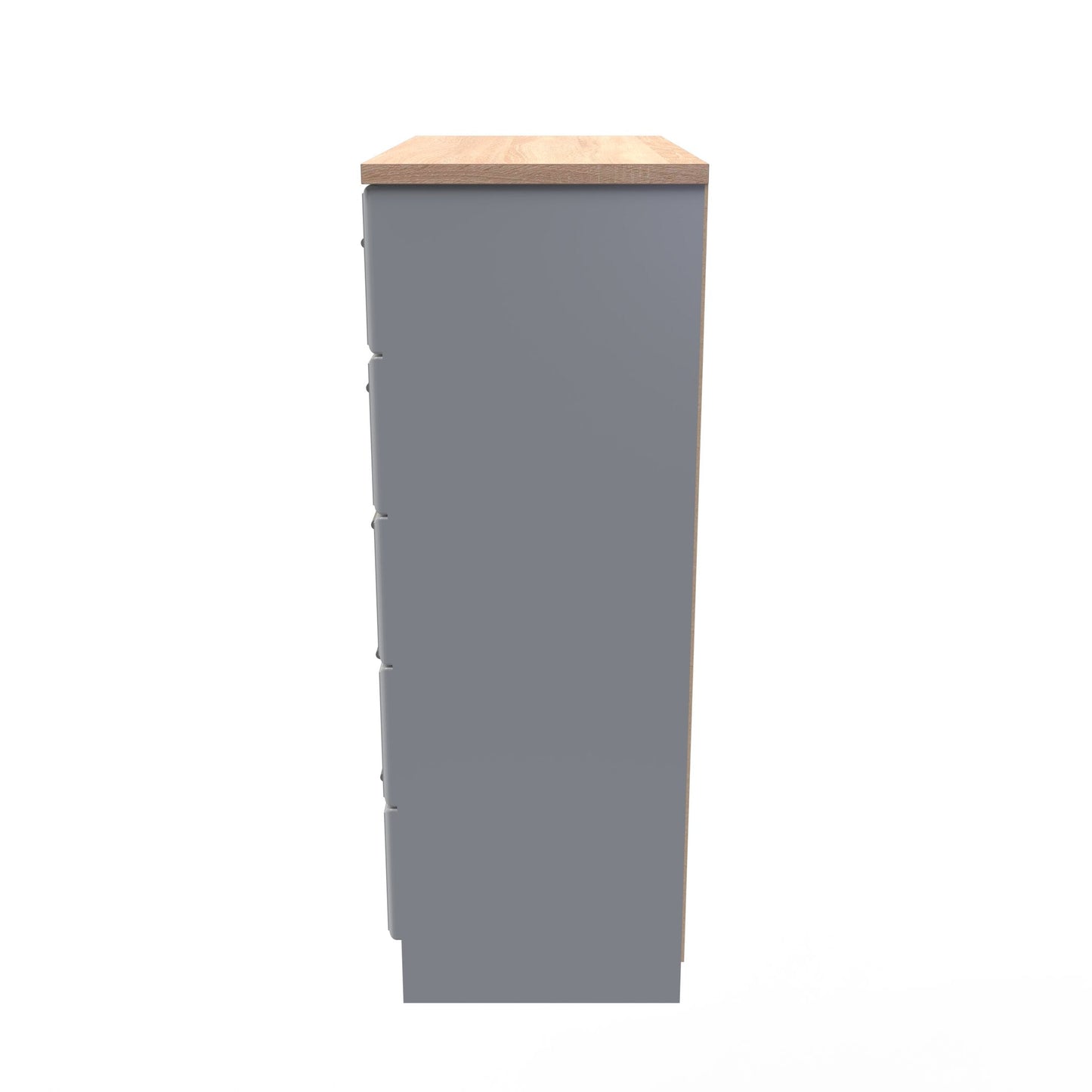 Kent Tall Chest of Drawers Grey & Oak 5 Drawers 108cm
