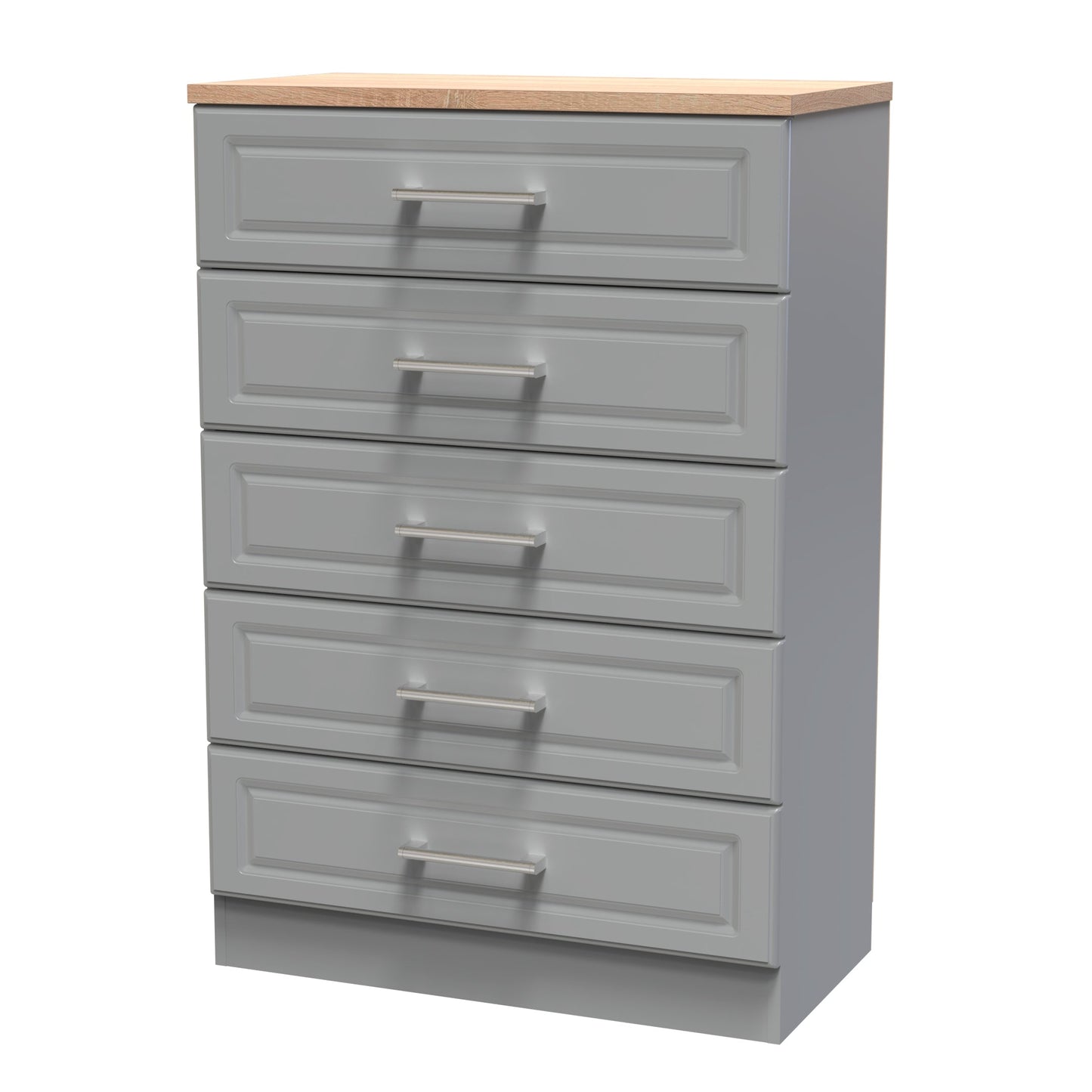 Kent Tall Chest of Drawers Grey & Oak 5 Drawers 108cm